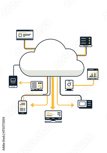 Flat Vector Cloud Computing Network With Connected Devices