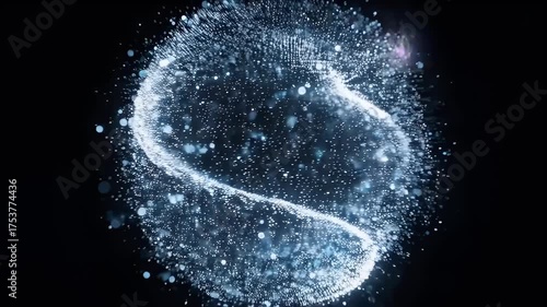 A glowing, swirling formation of countless luminescent dots against a dark background