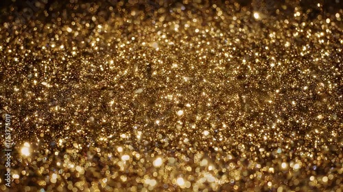 Gleaming gold glitter background, dense and sparkly, soft focus, with bokeh effects and dark shadows