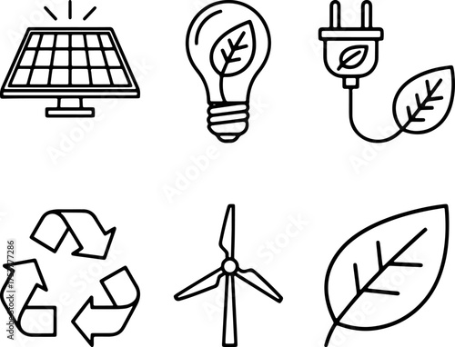 Clean Renewable Energy Vector Icons for Sustainable Future Presentation Background