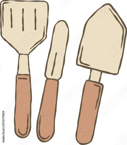 Farm Tools cartoon gardening tools knife utensil trowel plants harvest equipment