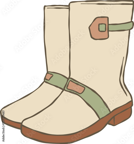 Farm Tools cartoon gardening boots harvest plants footwear