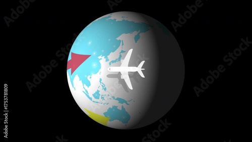 Images showcase a globe with vibrant paths connecting various countries, highlighting popular flight routes for global travelers to explore.