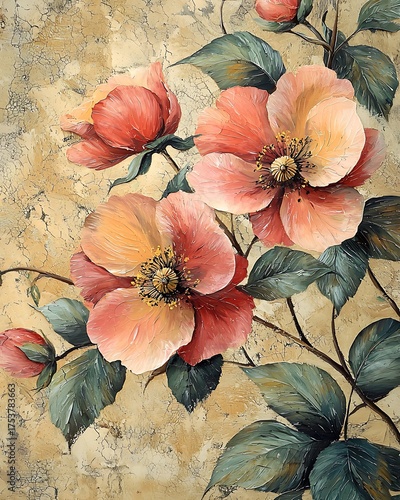 Wallpaper Mural Embroidered fabric with floral design high resolution picture Torontodigital.ca