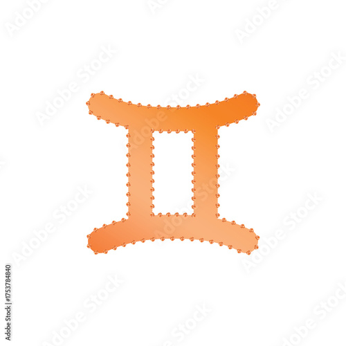 Zodiac horoscope. Gemini astrological icon symbol. Stylized star sign esoteric. Simple line vector illustration.