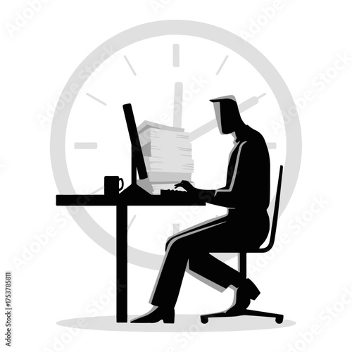 Business People Silhouette Set – Office Work, Leadership, Partnership, and Success Concepts in Vector Illustration