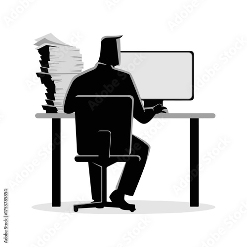 Business People Silhouette Set – Office Work, Leadership, Partnership, and Success Concepts in Vector Illustration