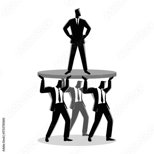 Business People Silhouette Set – Office Work, Leadership, Partnership, and Success Concepts in Vector Illustration