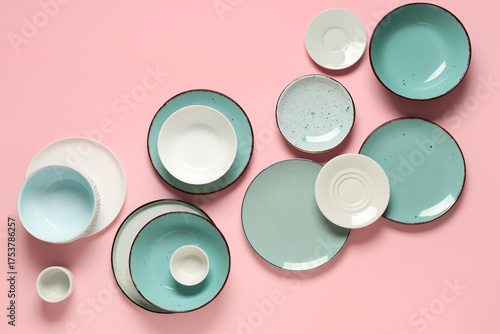 Set of clean plates and bow...