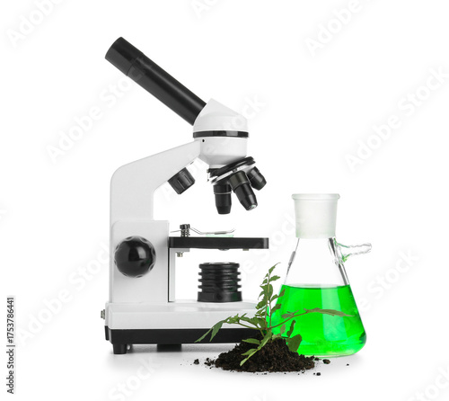Modern microscope with flas...