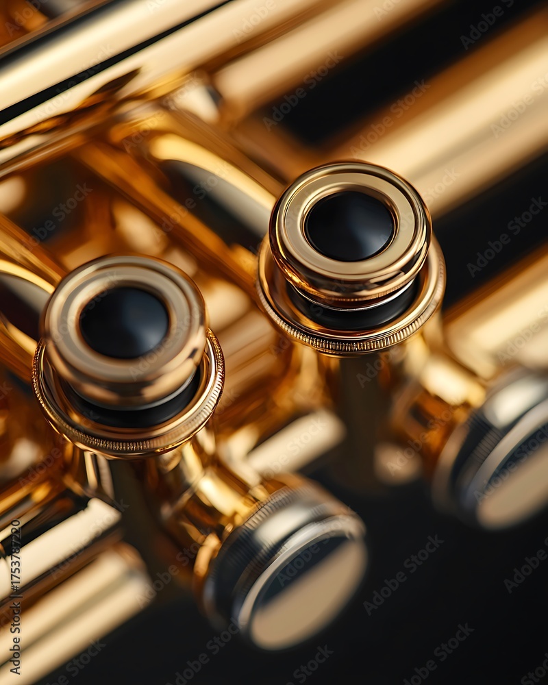 Naklejka premium Polished metallic trumpet valves high resolution picture