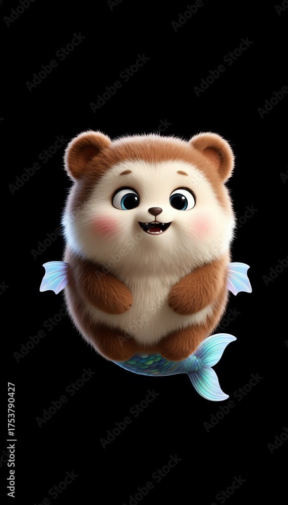 Fototapeta premium A furry creature with a fish tail and wings