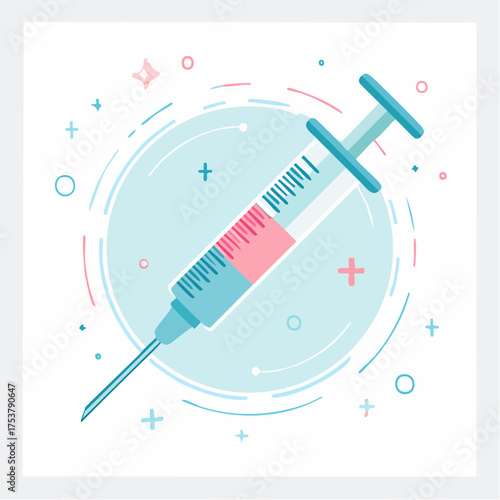 Vaccination Injecting Health Vector Illustration of a Syringe