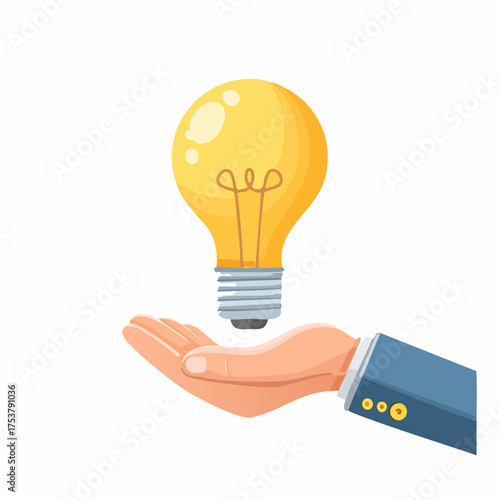 A human hand presenting a luminous light bulb, symbolizing the genesis of a brilliant idea, an innovative concept, and the power of creative thinking for business advancement