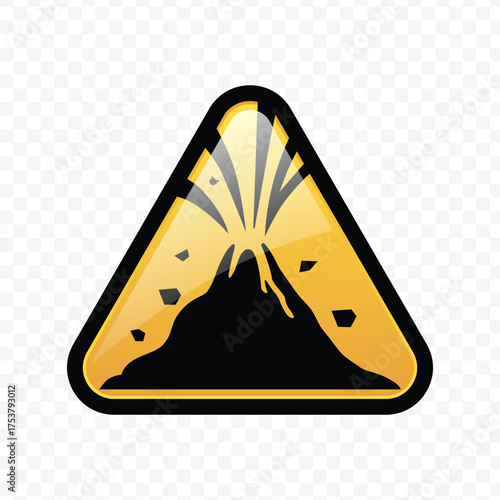 Volcano eruption or rock fall hazard warning sign