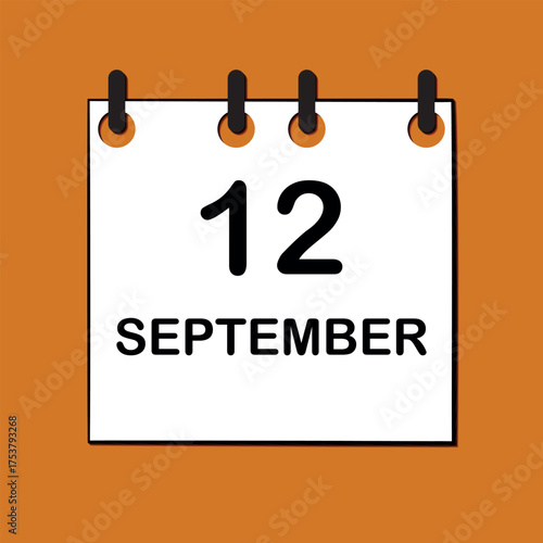 September 12. Daily Calendar icon for design. Simple design for business brochure, flyer, print media, advertisement. Easily editable.