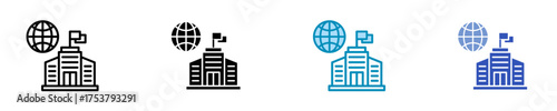 Headquarter  Icon Set Multiple Style Collection