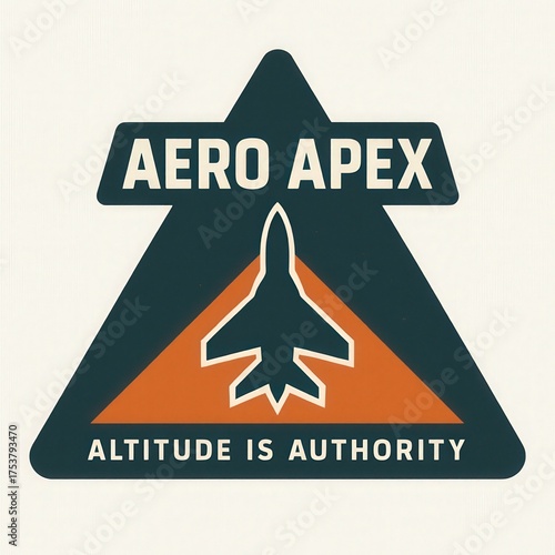 Jet fighter emblem represents aviation and power.