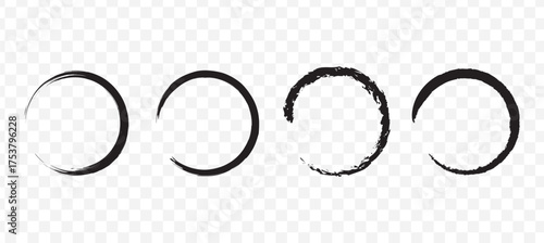 Set of Four Hand Drawn Grunge Ink Circle Frames