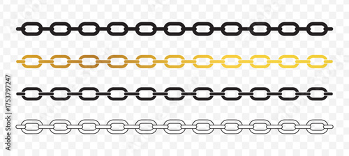 Set of Four Chain Borders Black Gold Outline Graphic