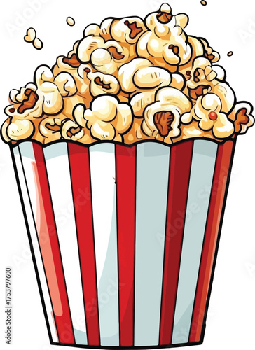 Classic Striped Popcorn Bucket Illustration