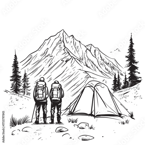 vector illustration outline line art of safety tips for outdoor adventures