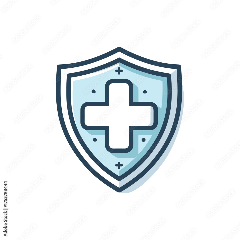 Obraz premium Shield with a medical cross symbolizing health protection