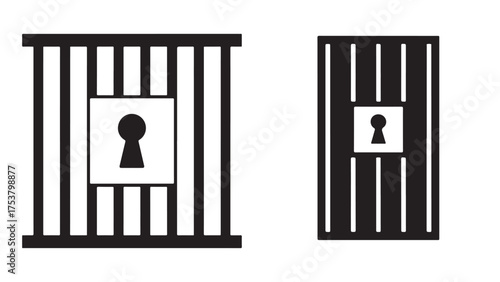 Jail bars with keyhole vector illustration prison cell icon security concept for graphic design and web elements isolated on white