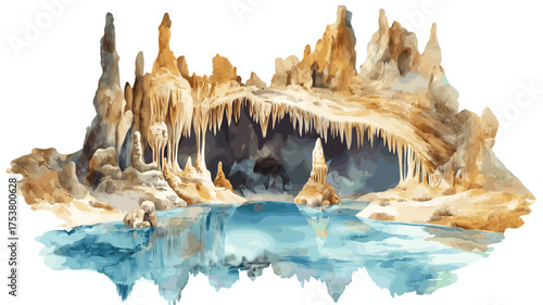 Carlsbad Caverns National Park. Carlsbad Caverns National Park hand drawn watercolor illustration