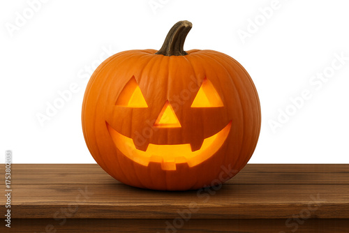 Halloween pumpkin on table isolated