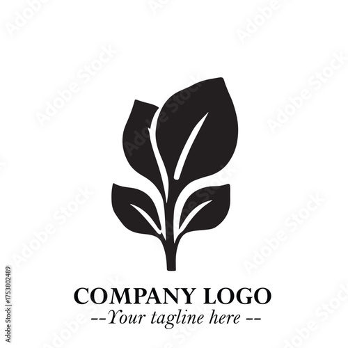 Spinach Logo Symbol in Black on the White Background Minimalist Leaf Vegetable Illustration