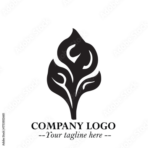 Spinach Logo Symbol in Black on the White Background Minimalist Leaf Vegetable Illustration