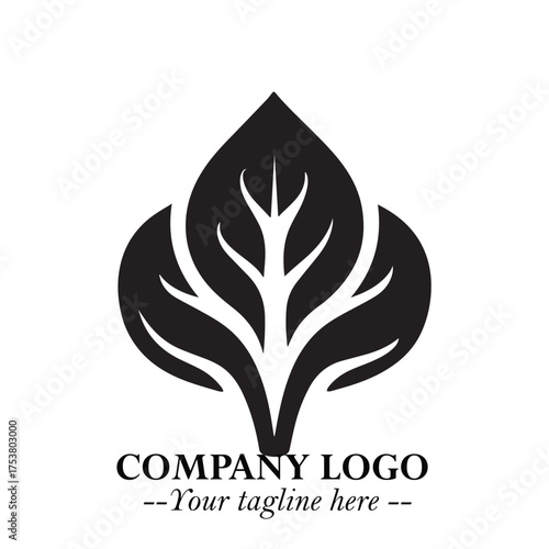 Spinach Logo Symbol in Black on the White Background Minimalist Leaf Vegetable Illustration