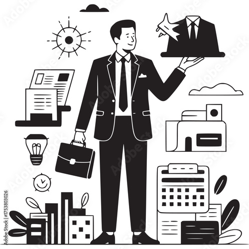 Vector art of black maze on a light beige background