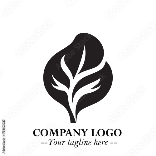 Spinach Logo Symbol in Black on the White Background Minimalist Leaf Vegetable Illustration