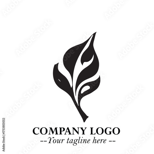 Spinach Logo Symbol in Black on the White Background Minimalist Leaf Vegetable Illustration