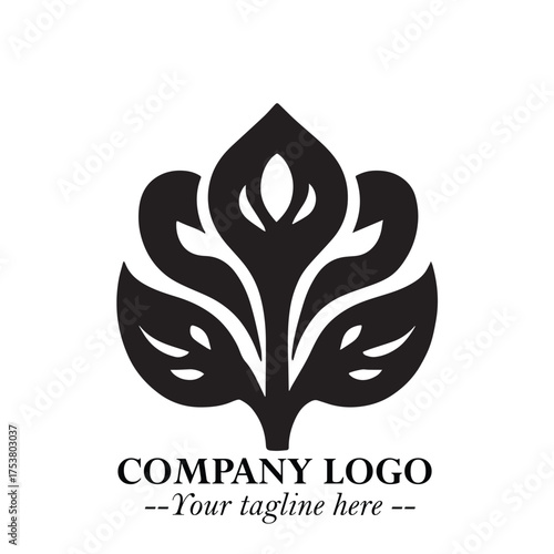 Spinach Logo Symbol in Black on the White Background Minimalist Leaf Vegetable Illustration