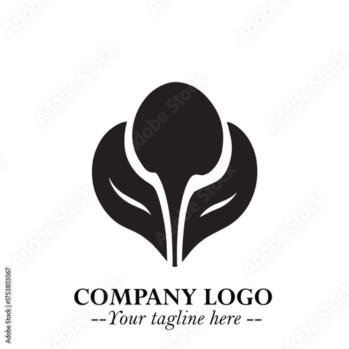 Spinach Logo Symbol in Black on the White Background Minimalist Leaf Vegetable Illustration