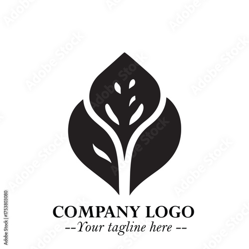Spinach Logo Symbol in Black on the White Background Minimalist Leaf Vegetable Illustration
