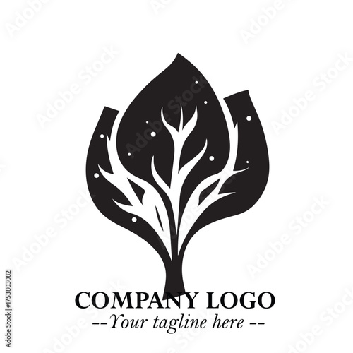 Spinach Logo Symbol in Black on the White Background Minimalist Leaf Vegetable Illustration