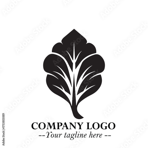 Spinach Logo Symbol in Black on the White Background Minimalist Leaf Vegetable Illustration