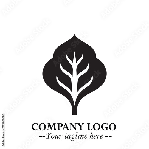 Spinach Logo Symbol in Black on the White Background Minimalist Leaf Vegetable Illustration