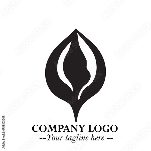 Spinach Logo Symbol in Black on the White Background Minimalist Leaf Vegetable Illustration