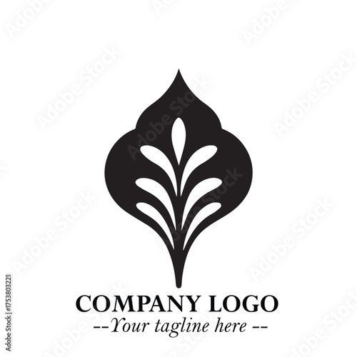 Spinach Logo Symbol in Black on the White Background Minimalist Leaf Vegetable Illustration
