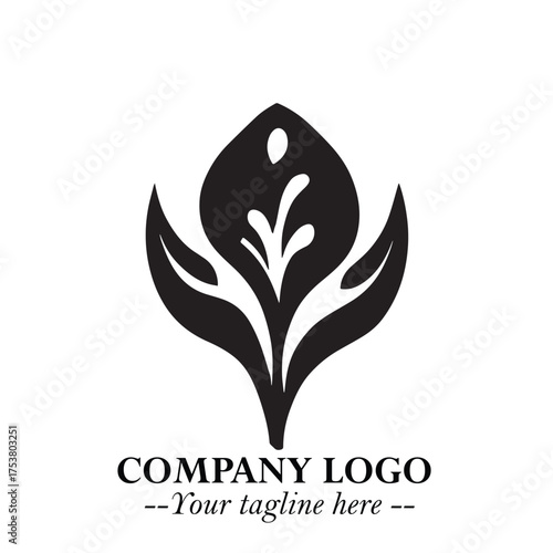 Spinach Logo Symbol in Black on the White Background Minimalist Leaf Vegetable Illustration
