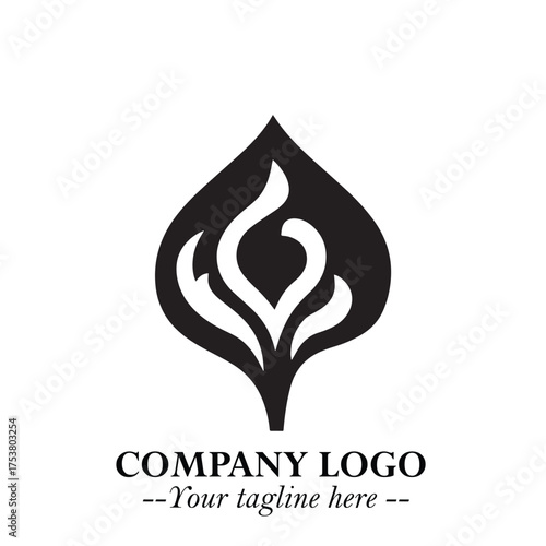 Spinach Logo Symbol in Black on the White Background Minimalist Leaf Vegetable Illustration