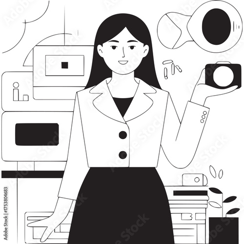 Vector art of wicker basket