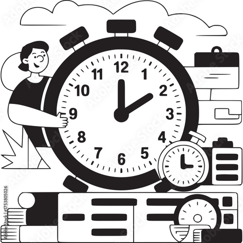 Vector art of abstract black and white swirling lines pattern