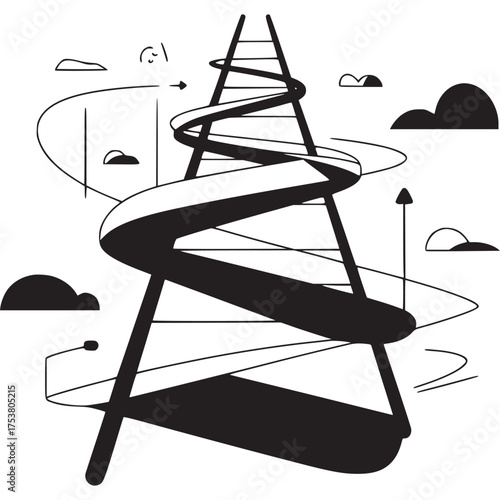 Vector art of abstract sand dunes with flowing lines and shadows