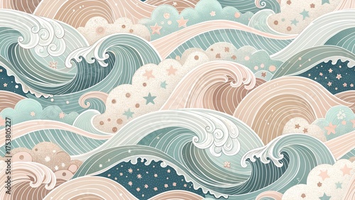 “soft pastel wave pattern background, flowing shapes and light tones”